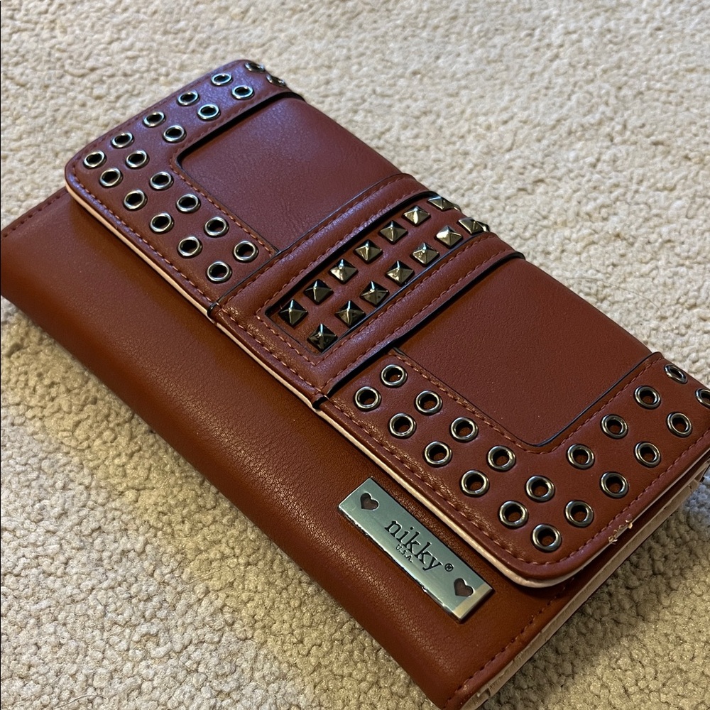 nikky Brown Studded Wallet
